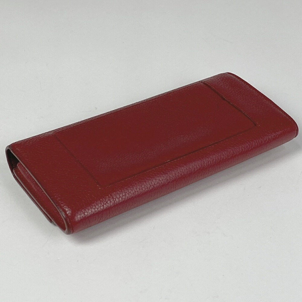 Celine Red Leather Wallet Multi Flap Function Compartment